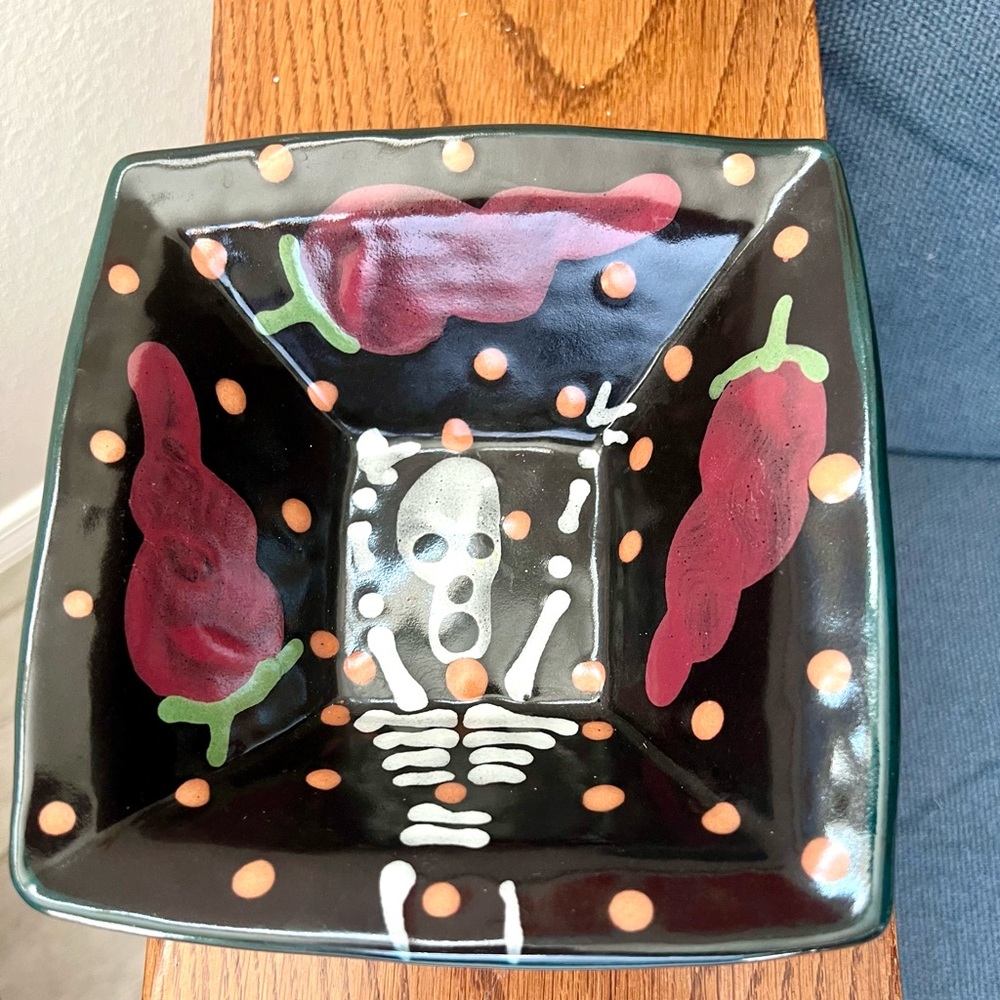Stephen Kilborn Day of The Dead  Pottery Bowl Taos New Mexico